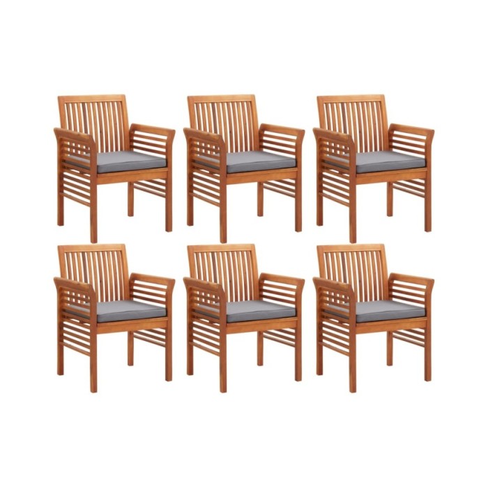 Mobilier à dîner d'extérieur 7 pcs et coussins Acacia solide