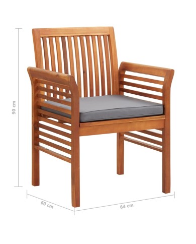 Mobilier à dîner d'extérieur 7 pcs et coussins Acacia solide