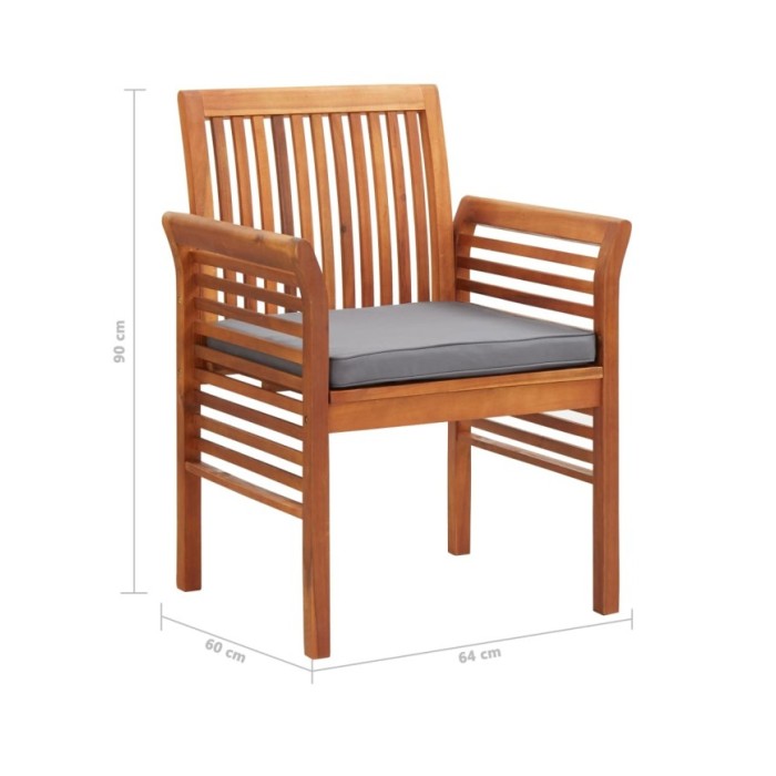 Mobilier à dîner d'extérieur 7 pcs et coussins Acacia solide