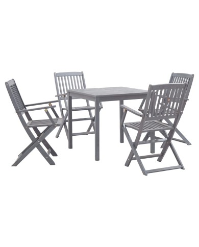 Mobilier à dîner de jardin 5 pcs Bois d'acacia massif Gris