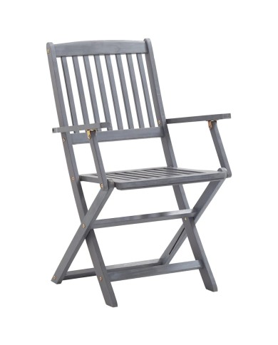 Mobilier à dîner de jardin 5 pcs Bois d'acacia massif Gris