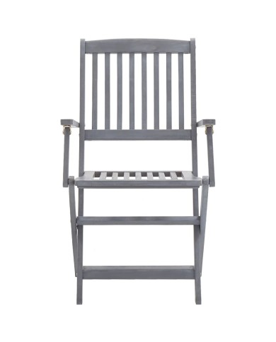 Mobilier à dîner de jardin 5 pcs Bois d'acacia massif Gris