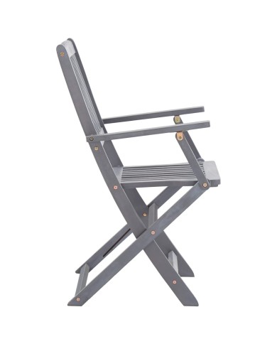 Mobilier à dîner de jardin 5 pcs Bois d'acacia massif Gris