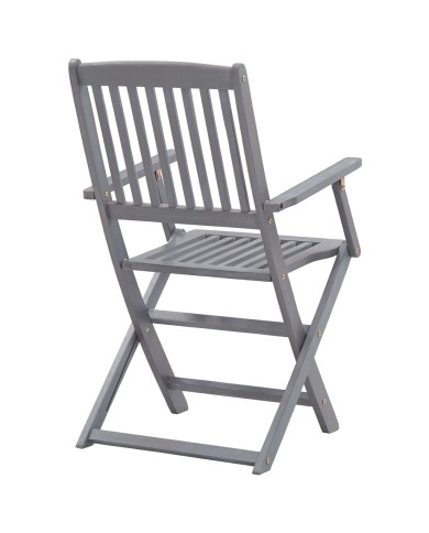 Mobilier à dîner de jardin 5 pcs Bois d'acacia massif Gris