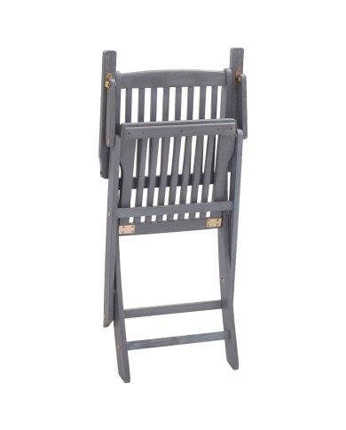 Mobilier à dîner de jardin 5 pcs Bois d'acacia massif Gris