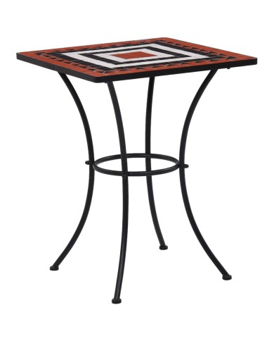 Meuble de bistro mosaïque 3 pcs Carreaux Terre cuite et blanc 
