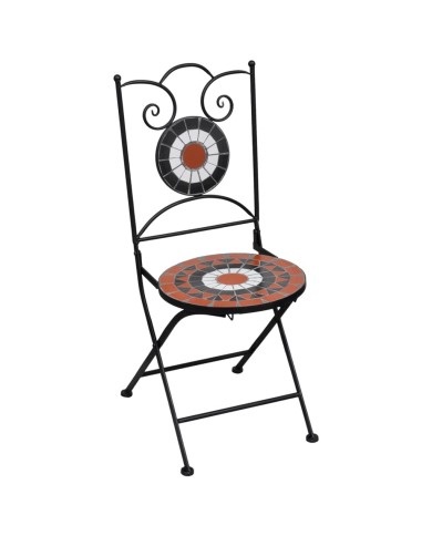 Meuble de bistro mosaïque 3 pcs Carreaux Terre cuite et blanc 
