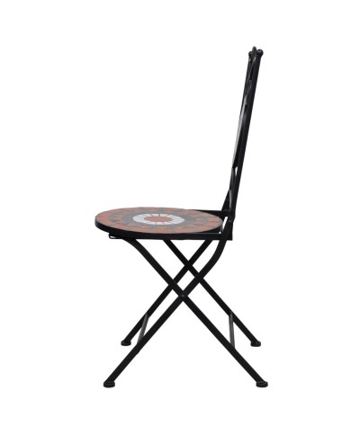 Meuble de bistro mosaïque 3 pcs Carreaux Terre cuite et blanc 