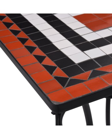 Meuble de bistro mosaïque 3 pcs Carreaux Terre cuite et blanc 
