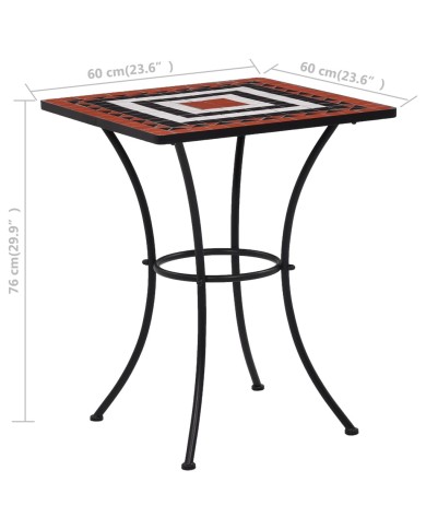 Meuble de bistro mosaïque 3 pcs Carreaux Terre cuite et blanc 