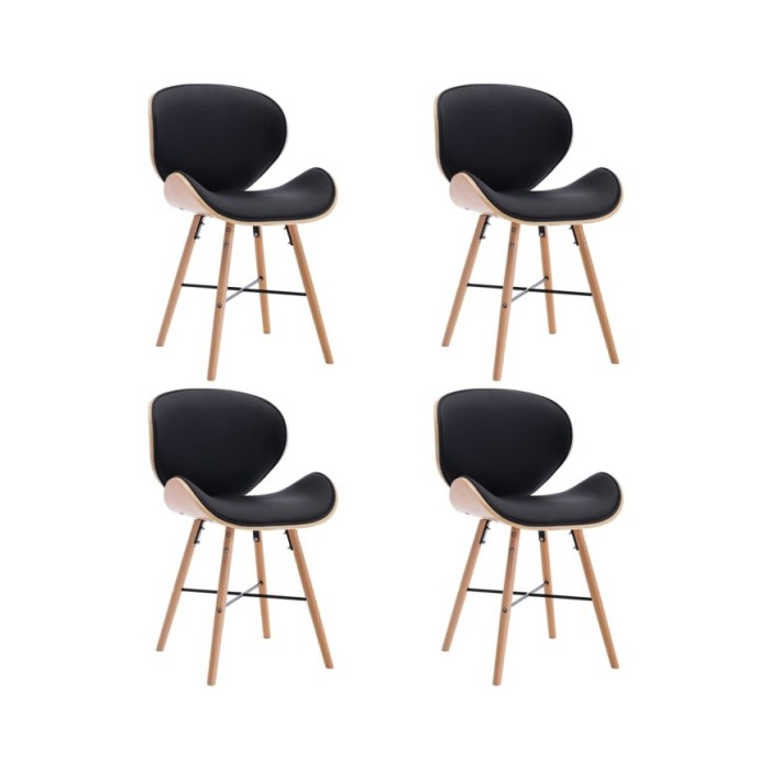 Chaises de salle à manger 4 pcs Noir Similicuir et bois courbé