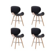 Chaises de salle à manger 4 pcs Noir Similicuir et bois courbé