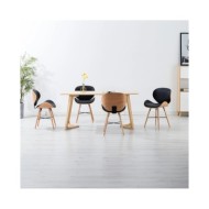 Chaises de salle à manger 4 pcs Noir Similicuir et bois courbé