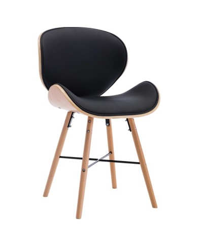 Chaises de salle à manger 4 pcs Noir Similicuir et bois courbé