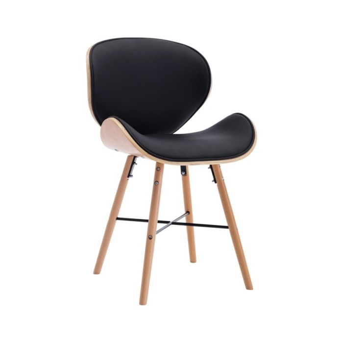 Chaises de salle à manger 4 pcs Noir Similicuir et bois courbé
