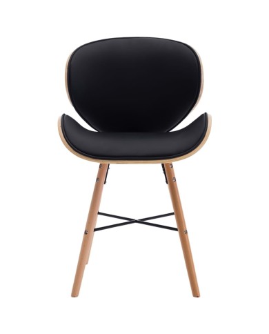 Chaises de salle à manger 4 pcs Noir Similicuir et bois courbé