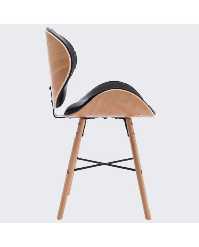 Chaises de salle à manger 4 pcs Noir Similicuir et bois courbé