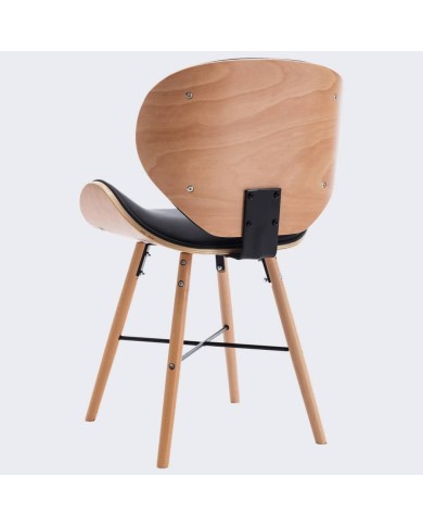 Chaises de salle à manger 4 pcs Noir Similicuir et bois courbé