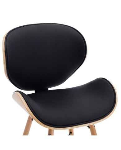 Chaises de salle à manger 4 pcs Noir Similicuir et bois courbé