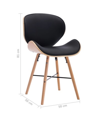 Chaises de salle à manger 4 pcs Noir Similicuir et bois courbé