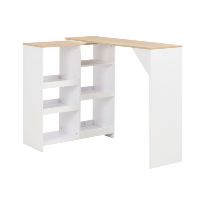 Table de bar avec tablette amovible Blanc 138x39x110 cm