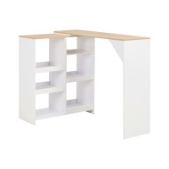 Table de bar avec tablette amovible Blanc 138x39x110 cm