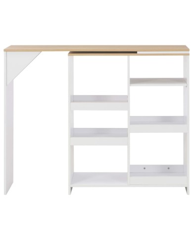 Table de bar avec tablette amovible Blanc 138x39x110 cm