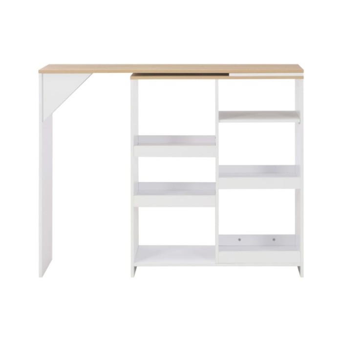 Table de bar avec tablette amovible Blanc 138x39x110 cm