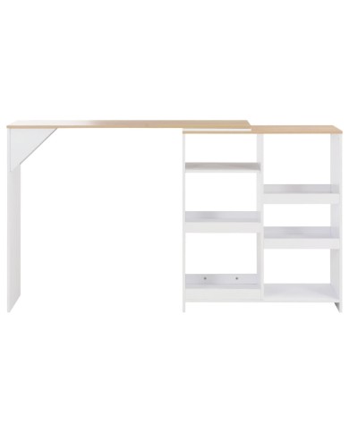Table de bar avec tablette amovible Blanc 138x39x110 cm