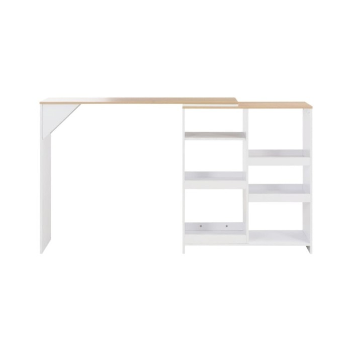 Table de bar avec tablette amovible Blanc 138x39x110 cm