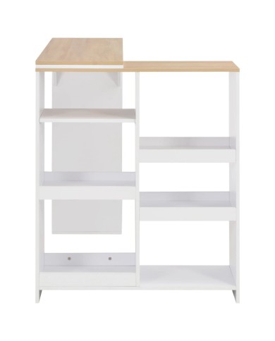 Table de bar avec tablette amovible Blanc 138x39x110 cm