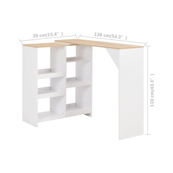 Table de bar avec tablette amovible Blanc 138x39x110 cm