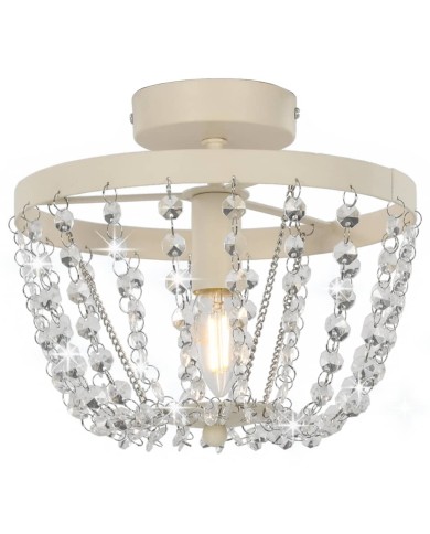 Plafonnier avec perles de cristal Blanc Rond E14