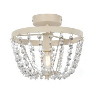 Plafonnier avec perles de cristal Blanc Rond E14