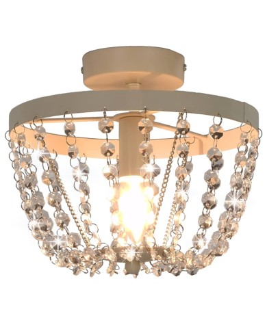 Plafonnier avec perles de cristal Blanc Rond E14