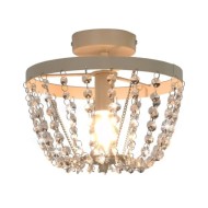 Plafonnier avec perles de cristal Blanc Rond E14