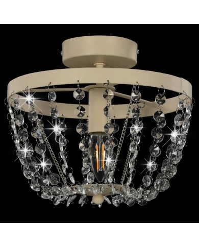 Plafonnier avec perles de cristal Blanc Rond E14
