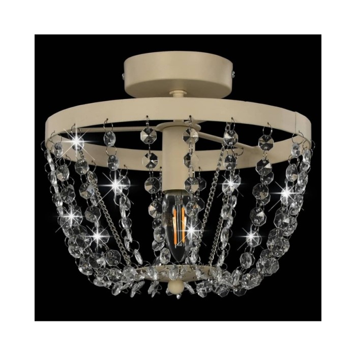Plafonnier avec perles de cristal Blanc Rond E14