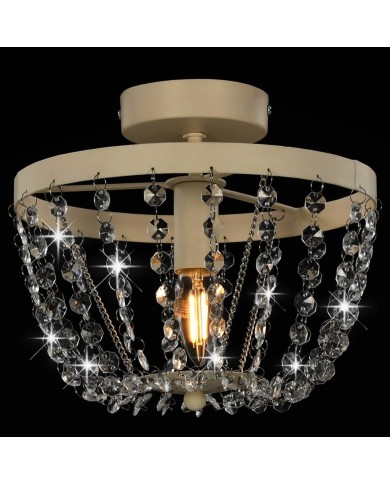 Plafonnier avec perles de cristal Blanc Rond E14