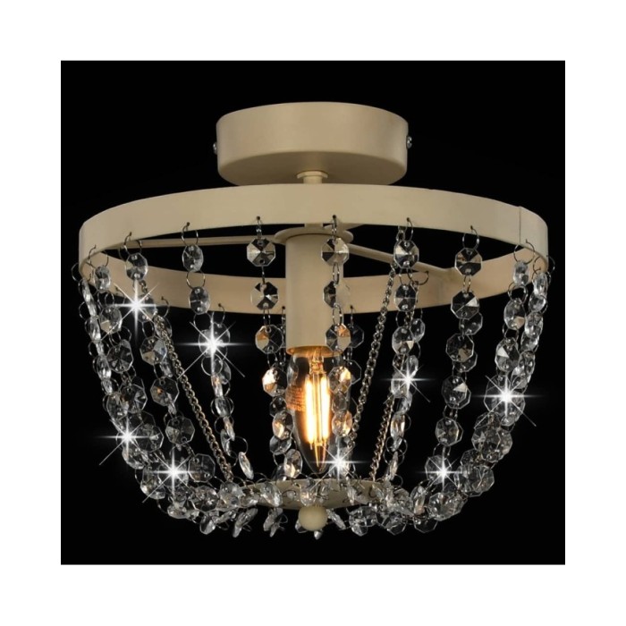 Plafonnier avec perles de cristal Blanc Rond E14