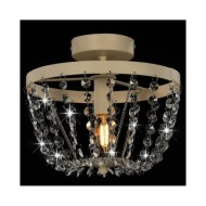 Plafonnier avec perles de cristal Blanc Rond E14