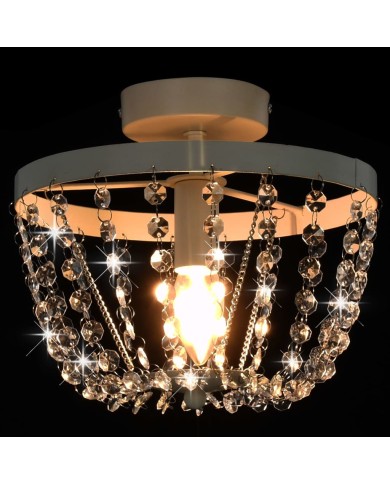 Plafonnier avec perles de cristal Blanc Rond E14