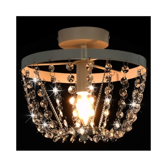 Plafonnier avec perles de cristal Blanc Rond E14