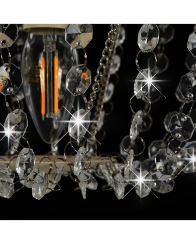 Plafonnier avec perles de cristal Blanc Rond E14
