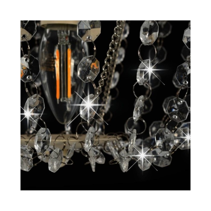 Plafonnier avec perles de cristal Blanc Rond E14