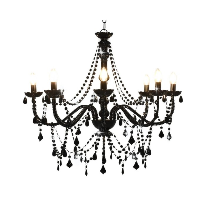 Lustre à perles Noir 8 ampoules E14