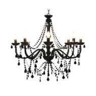Lustre à perles Noir 8 ampoules E14