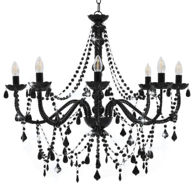 Lustre à perles Noir 8 ampoules E14