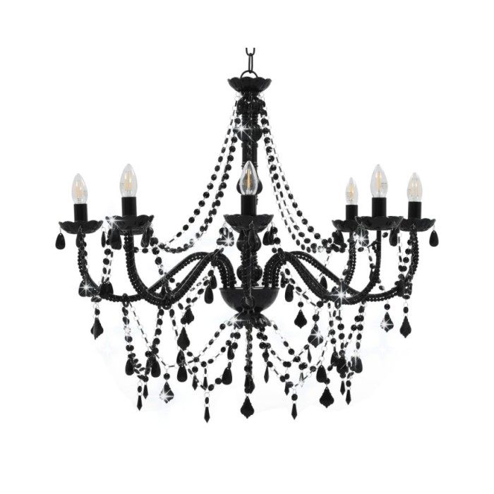 Lustre à perles Noir 8 ampoules E14