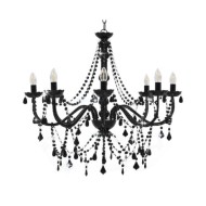 Lustre à perles Noir 8 ampoules E14